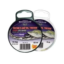 TRESSE A BAS DE LIGNE SPECIALE NOEUDS CARNASSIERS TECHNIPÊCHE TECNICS METAL